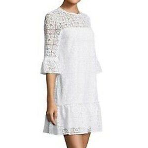 kate spade ny 3/4-sleeve lace flounce shift dress